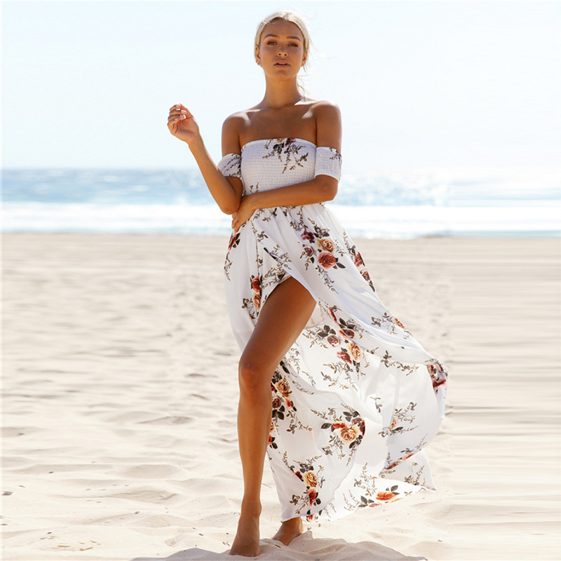 Women's Boho Off Shoulder Dress With Floral Print - Image 5