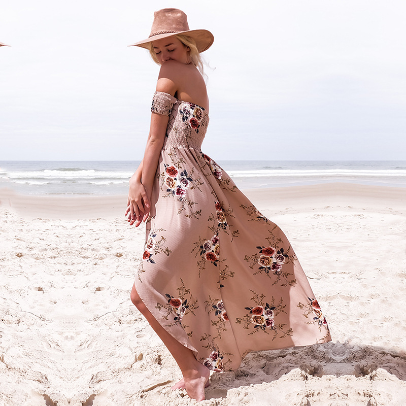 Women's Boho Off Shoulder Dress With Floral Print - Image 3