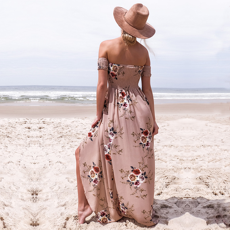 Women's Boho Off Shoulder Dress With Floral Print - Image 4