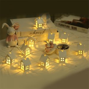 Christmas Wooden Houses Shaped Fairy Lights